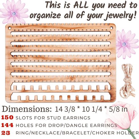 منظم مجوهرات خشبي مثبت على الحائط، منظم مجوهرات معلق، منظم أقراط وقلادة وحامل سوار فوق الباب، حامل مجوهرات للأقراط والقلائد والخواتم in Kuwait