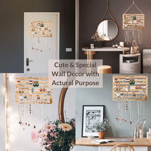 منظم مجوهرات خشبي مثبت على الحائط، منظم مجوهرات معلق، منظم أقراط وقلادة وحامل سوار فوق الباب، حامل مجوهرات للأقراط والقلائد والخواتم in Kuwait