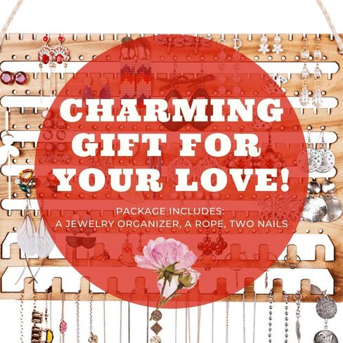 منظم مجوهرات خشبي مثبت على الحائط، منظم مجوهرات معلق، منظم أقراط وقلادة وحامل سوار فوق الباب، حامل مجوهرات للأقراط والقلائد والخواتم in Kuwait