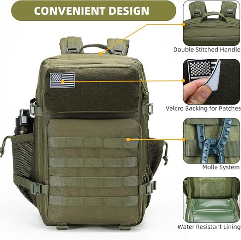 Tactical Backpack - Military Molle Bag 3 Days Pack for men and Women Large Assault Rucksack 45L (Khaki) in Kuwait