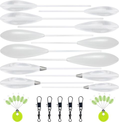 25/29Pcs Fishing Clear Casting Bobbers Kit, Bombarda Casting Sinking Floats Rubber Bobber Stoppers Swivels Snaps Accessories Kit Fly Fishing Spinning Floats in Saudi Arabia