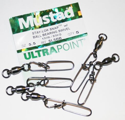 Mustad Stay-Lock Snap W/Ball Bearing Swivel - Black 5.5 in Saudi Arabia
