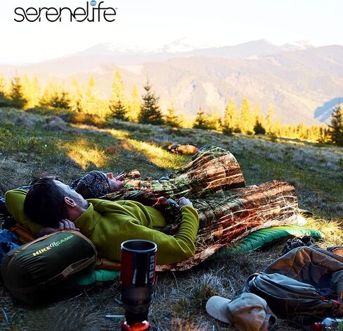 حقيبة نوم مزدوجة من سيرين لايف مع وسادتين، خفيفة الوزن، مقاومة للماء، محمولة، مثالية للتخييم والمشي لمسافات طويلة، صغيرة الحجم وقابلة للغسل، قابلة للفصل إلى حقيبتين للنوم in Kuwait