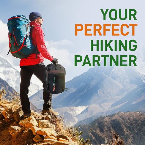 حقيبة نوم مزدوجة من سيرين لايف مع وسادتين، خفيفة الوزن، مقاومة للماء، محمولة، مثالية للتخييم والمشي لمسافات طويلة، صغيرة الحجم وقابلة للغسل، قابلة للفصل إلى حقيبتين للنوم in Kuwait