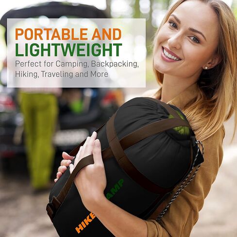 حقيبة نوم مزدوجة من سيرين لايف مع وسادتين، خفيفة الوزن، مقاومة للماء، محمولة، مثالية للتخييم والمشي لمسافات طويلة، صغيرة الحجم وقابلة للغسل، قابلة للفصل إلى حقيبتين للنوم in Kuwait