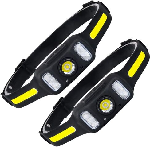 Long Lasting headlight with waving control - Lightweight Headlamp (2 PCs) - Camping Essentials - LED Head Lamp for Hiking, Running, and Camping - 8 light Modes, Type-C Fast Charging - weigh 3 ounces in Kuwait