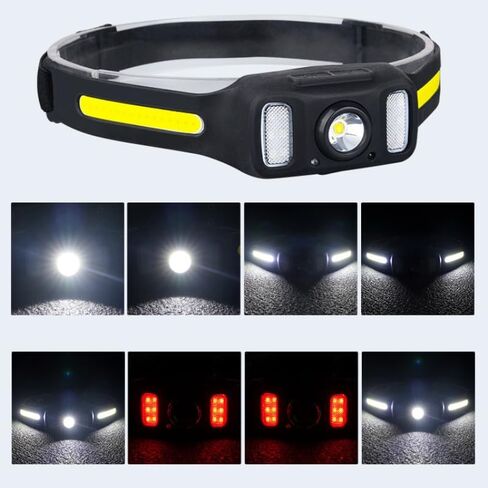 Long Lasting headlight with waving control - Lightweight Headlamp (2 PCs) - Camping Essentials - LED Head Lamp for Hiking, Running, and Camping - 8 light Modes, Type-C Fast Charging - weigh 3 ounces in Kuwait