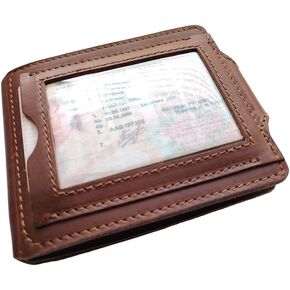 محفظة جلدية للرجال من GE MARK مع جيب للعملات المعدنية بمشبك نقود - حجب RFID ثنائي الطي - تصميم بسيط أصلي - فكرة هدية (بني) in Kuwait