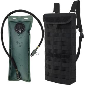 Tactical MOLLE Hydration Pack Carrier Backpack with 3L Water Bladder for Outdoor Sports, Black