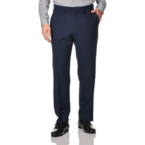 J.M. Haggar Men's 4-Way Stretch Straight Fit Flat Front Dress Pant, Black Onyx, 34x32