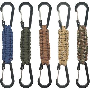 SENHAI 5 Pcs Braided Paracord Carabiner Keychains, Double Head Carabiner Keychains Outdoor Carabiner Hook Cord Clip for Hanging Keys or Water Bottle Keys Backpack Camping Hiking Fishing Fit Men Women