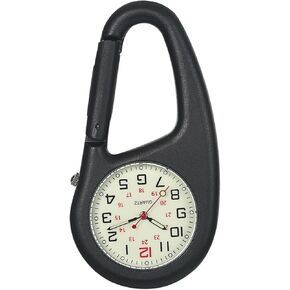 Ibohevo Clip on Watch Carabiner: Men Women Glow in The Dark Fob Watch Waterproof Pocket Watch Novelty Watches for Doctors Nurses Outdoor Activities