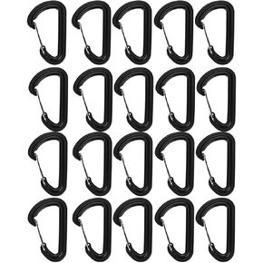 20 Packs Mountaineering Lock Keychain, Hiking Lock Key Ring, Outdoor Camping Multifunctional Keychain, D Shape Plastic Carabiner Sports Accessories