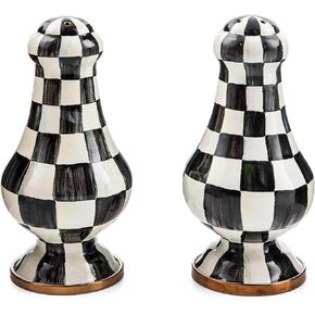 MacKenzie-Childs Courtly Check Salt and Pepper Shakers, Enamel Shaker Set