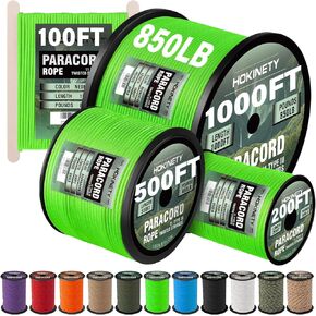 Paracord Rope 850 lb - 100ft 4MM Strong Heavy-Duty Parachute Spool para Cord Lanyard for Crafting, Tent, Camping, Clothes line, Hiking, Fishing, Survival Bracelet - Neongreen