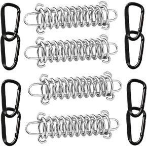 Dog Leash Metal Shock Absorbing Spring Buckle Portable Camping Tent Fixed Buckle Multi-Function Springs Buckle for Securing Tarps Tents Sunshade,Swing and Large Dogs Pets Train， with 8PCS Snap Hooks