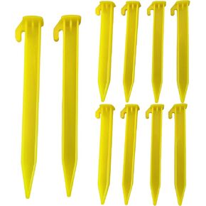 Plastic Tent Stakes Heavy Duty Beach - Premium PP Materials, Reusable - Rust-Proof, Easy to Use - Great for Hiking, Camping Outdoors - 10 Pcs, yellow, ZPDD662