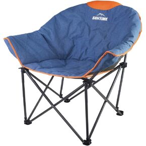 OUTDOOR LIVING SUNTIME Sofa Chair, Oversize Padded Moon Leisure Portable Stable Comfortable Folding Chair for Camping, Hiking, Carry Bag
