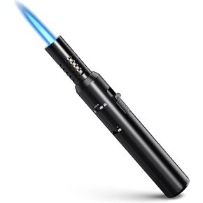 Butane Torch Lighter, Refillable Kitchen Blow Torch with Safety Lock & Adjustable Flame for DIY BBQ Baking Desserts and Soldering Camping(No Prefilled)