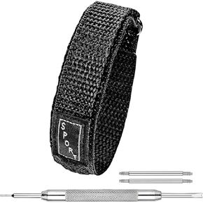 STUNNING SELECTION ALPINE Sporty Padded Nylon Fabric watch band - 20mm - Black/Black