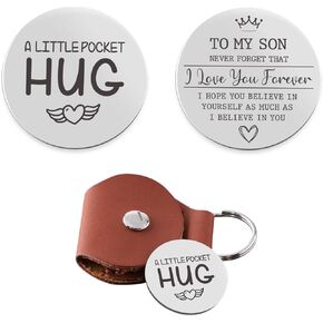Luptiteuy Inspirational Pocket Hug Token Long Distance Relationship Keepsake Gifts for Women Men Encouragement Pocket Hug Coin Gifts for Family Friends Keychain