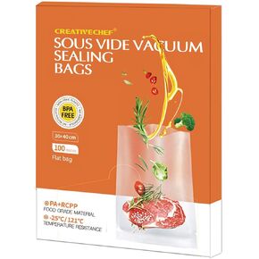 Vacuum Sealer Bags, Pre-Cut Food Sealer Bags Quart Size 6"x8" for Food Saver & Sous Vide Cooking, 100 Count