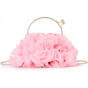 Lanpet Women Floral Clutch Purses Satin Flower Evening Bag Party Prom Handbags