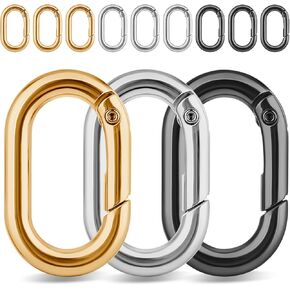 Small Oval Carabiner Keychain Clip, Ymapinc 12Pcs Spring Snap Hook, Metal Oval Key Ring Quick Release Car Key Ring Small Locking Carabiners Safety Chain Connector for Purse Backpack