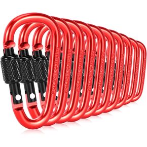 10 Pack Carabiner Clip, 2.28 inch Aluminum D-Ring Shape Locking Carabiners, Snap Hook Sport Accessories for Outdoor Camping Hiking