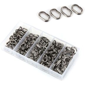100 Pieces Fishing Oval Split Rings Snap Ring Snap Rings Stainless Steel Split Rings Fishing Lure Ring Chain Connector Fishing Lure Connector Tackle Fishing Lure Tackle Connector