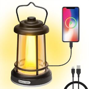 Rechargeable Lanterns for Power outages,Phone Charger,7 Modes Dimmable Retro Lantern for Camping,500LM,IPX4 Waterproof,Rechargeable Camping Light,Emergency Hurricane,Outdoors (White）