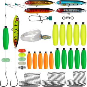 Catfish Rigs,106pcs Cat Fishing Tackle Kits Including Peg Floats Barrel Fishing Swivel Circle Fishing Hooks Double Rattle Beads Sinker Slides Catfish Rattling Line Float Lure Sets