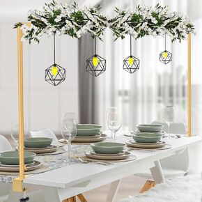 Over The Table Rod Stand with Clamps Adjustable 29''-55'' Tall 45"-100" Length Gold Table Arch Hanging for Wedding Birthday Party Halloween Christmas Decoration