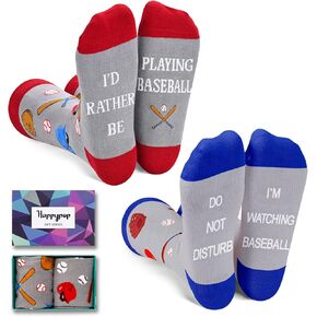 HAPPYPOP Unisex Funny Socks Softball Socks for Women Men, Unique Softball Gifts for Men Women Softball Coach Gifts for Men Women Softball Mom Dad Gifts in 2 Pack