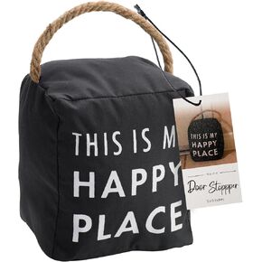 Pavilion Gift Company 72238 Happy Place Door Stopper , Black
