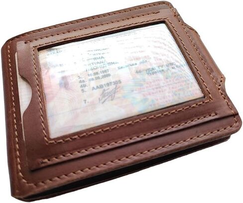 GE MARK Mens Leather Wallet with Money Clip Coin Pocket - Slim Bifold RFID Blocking - Genuine Thin Minimalist - Gift Idea (Brown) in Saudi Arabia
