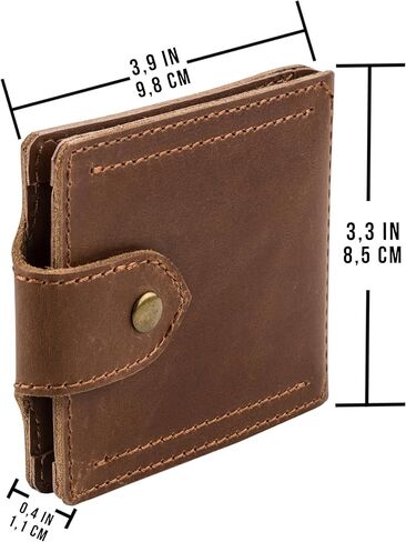 GE MARK Mens Leather Wallet with Money Clip Coin Pocket - Slim Bifold RFID Blocking - Genuine Thin Minimalist - Gift Idea (Brown) in Saudi Arabia