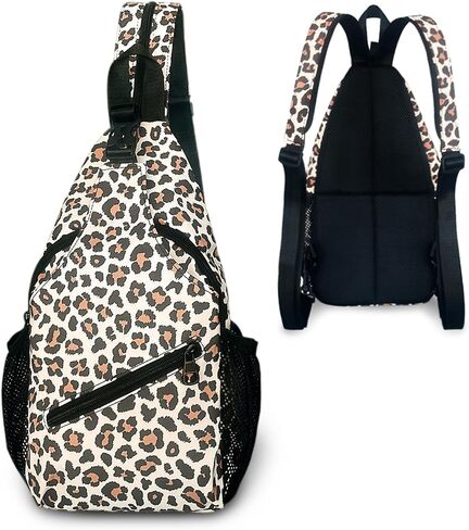 Leopard Print Sling Bag For Women Men Crossbody Chest Bag Trendy Shoulder Bags Backpack Two-Purpose Bag Casual Daypacks Belt Bag For Travel Hiking in Saudi Arabia