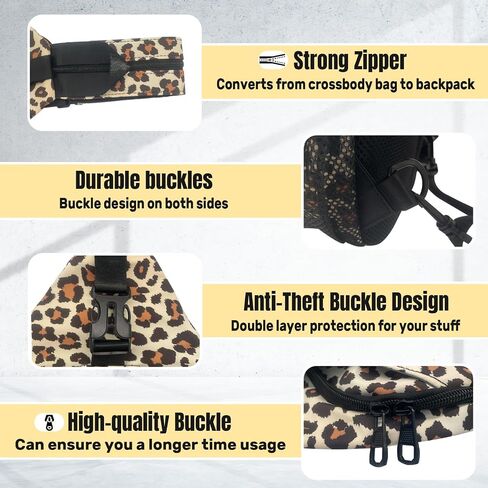 Leopard Print Sling Bag For Women Men Crossbody Chest Bag Trendy Shoulder Bags Backpack Two-Purpose Bag Casual Daypacks Belt Bag For Travel Hiking in Saudi Arabia