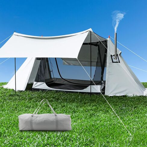 Outdoor Camping Shelter Tent with Chimney port,4 Season Tent,3-5 Person Tent for Camping Hiking Hunting Fishing BBQ Waterproof Windproof Lightweight in Saudi Arabia