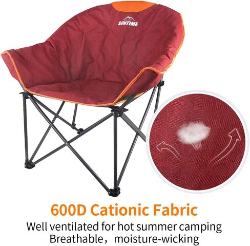 OUTDOOR LIVING SUNTIME Sofa Chair, Oversize Padded Moon Leisure Portable Stable Comfortable Folding Chair for Camping, Hiking, Carry Bag in Saudi Arabia