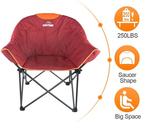OUTDOOR LIVING SUNTIME Sofa Chair, Oversize Padded Moon Leisure Portable Stable Comfortable Folding Chair for Camping, Hiking, Carry Bag in Saudi Arabia