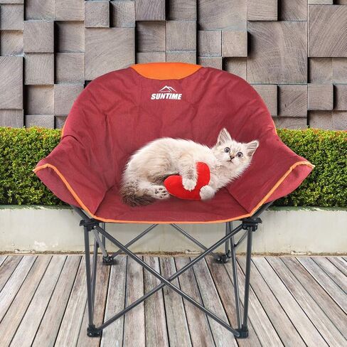 OUTDOOR LIVING SUNTIME Sofa Chair, Oversize Padded Moon Leisure Portable Stable Comfortable Folding Chair for Camping, Hiking, Carry Bag in Saudi Arabia