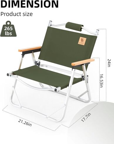 Camping Chair Folding Chair Aluminum Portable Folding Camping Chair with Side Table for Outdoor Camping, Lawn, Picnic and Fishing, Supports 265lbs in Saudi Arabia