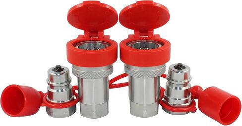 2 Sets 1/2'' NPT Ag Poppet Valve Tractor Hydraulic Quick Connect Coupling Quick Coupler ISO7241-A/ISO5675 W/Dust Caps Replace 6600 Series in Kuwait