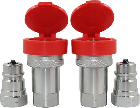 2 Sets 1/2'' NPT Ag Poppet Valve Tractor Hydraulic Quick Connect Coupling Quick Coupler ISO7241-A/ISO5675 W/Dust Caps Replace 6600 Series in Kuwait