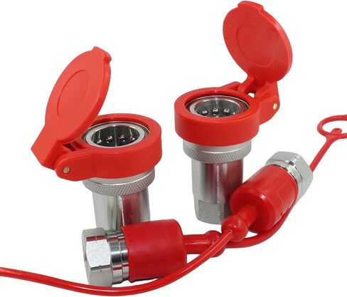 2 Sets 1/2'' NPT Ag Poppet Valve Tractor Hydraulic Quick Connect Coupling Quick Coupler ISO7241-A/ISO5675 W/Dust Caps Replace 6600 Series in Kuwait