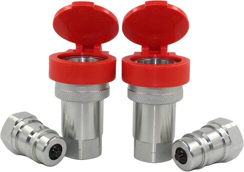 2 Sets 1/2'' NPT Ag Poppet Valve Tractor Hydraulic Quick Connect Coupling Quick Coupler ISO7241-A/ISO5675 W/Dust Caps Replace 6600 Series in Kuwait
