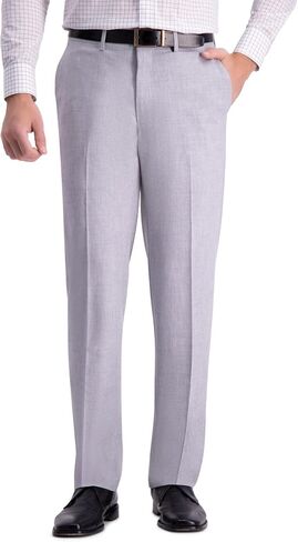 J.M. Haggar Men's 4-Way Stretch Straight Fit Flat Front Dress Pant, Black Onyx, 34x32 in Kuwait