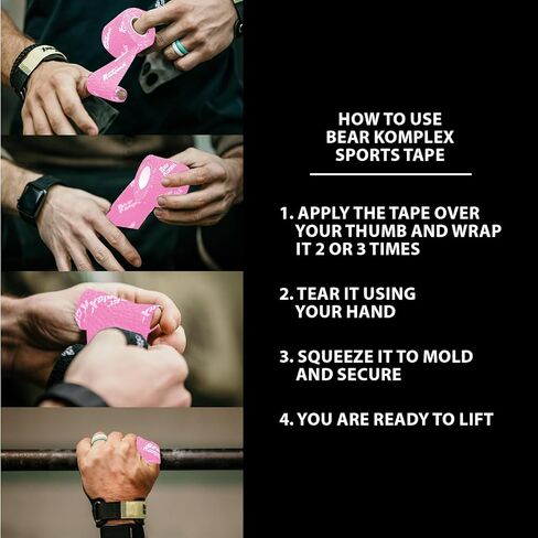 Bear Komplex Athletic Sports Thumb Tape, Premium Adhesive Wrap, 5 cm Tape for at-Home Workouts, Sweatproof, Breathable, and Non-Slip for Lifting, and Hook Grip, Hypoallergenic and Latex Free in Kuwait